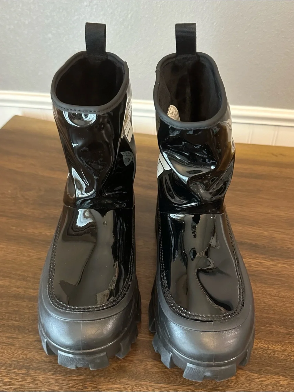UGG Kids Black Patent Lug-Sole Boots